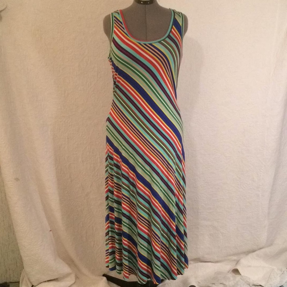 Calvin Klein 14 Tank Maxi Dress Bold Striped